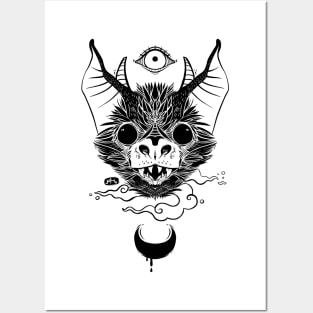 Bat Chiroptera With Moon And Eye Posters and Art